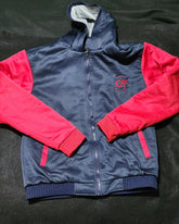 AbsoluteFit red and blue jacket with inside fur lining and embroidery logo