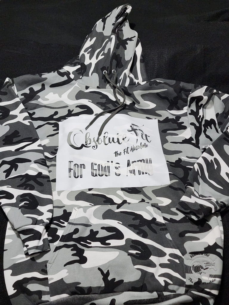 AbsoluteFit For God's Army Black white and grey Camouflage hoodie